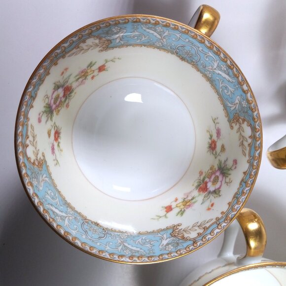 Noritake Blue Dawn Teacup Vintage Porcelain 1947-52 Gold Lustre Rims & Handles - Picture 3 of 13